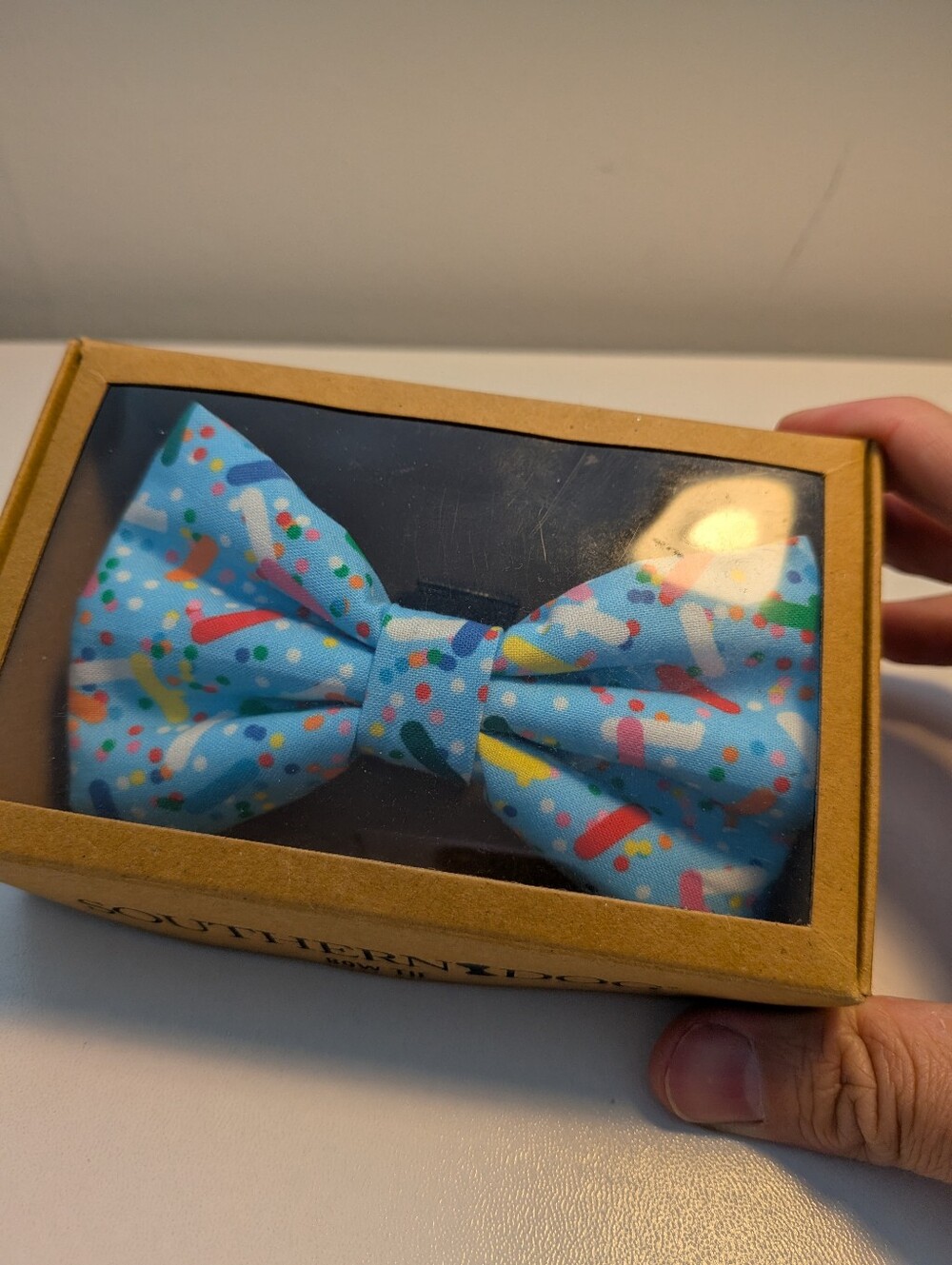 Southern Paws Southern Dog Confetti Birthday Sprinkle Blue Dog Bow Tie NIB - Picture 3 of 4